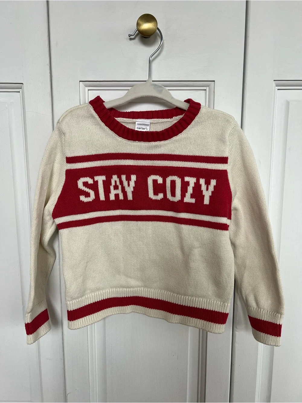 Carter's Cream Sweater with Red 'STAY COZY'